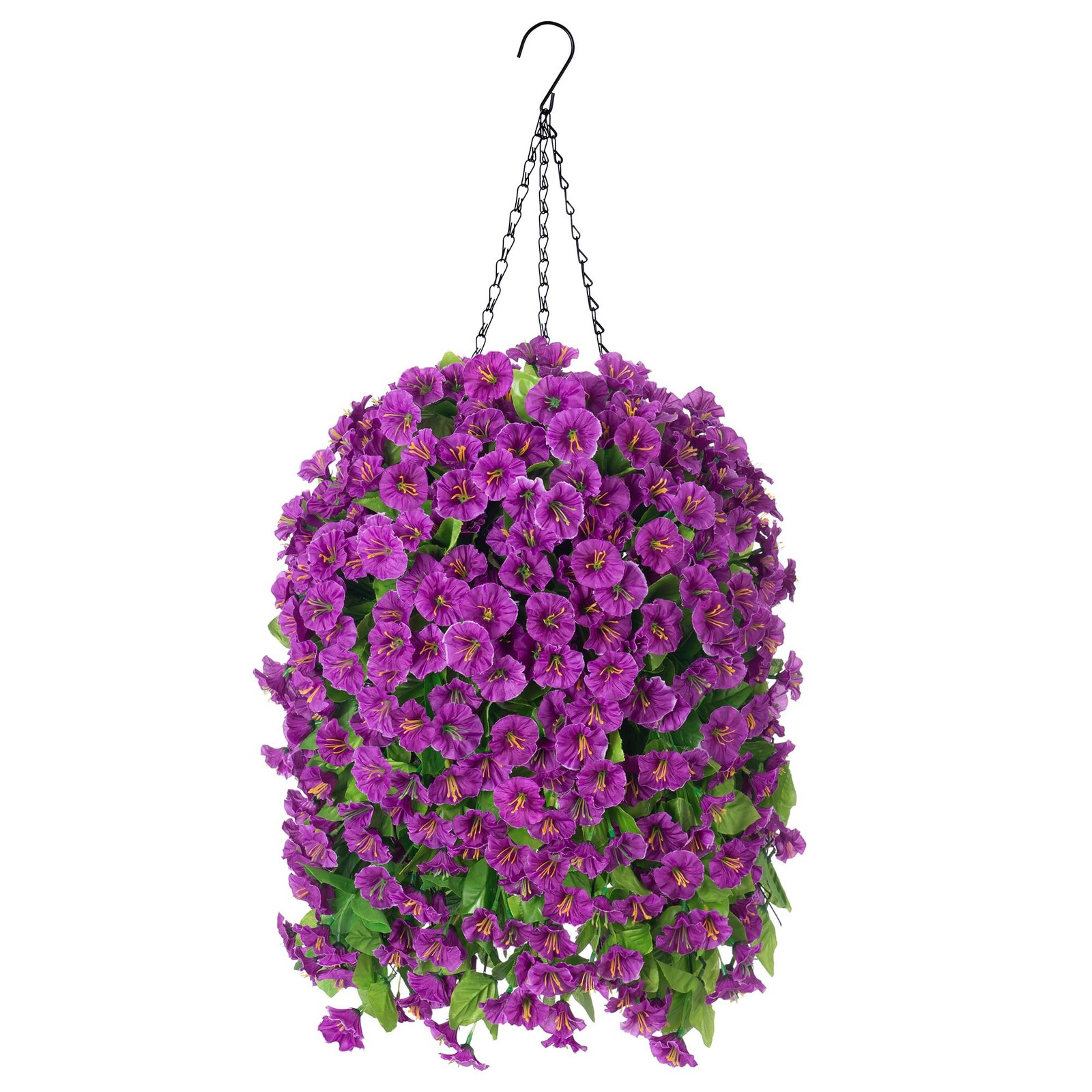 Ammyoo Artificial Faux Hanging Flowers Basket for Spring Summer Outdoor Porch De