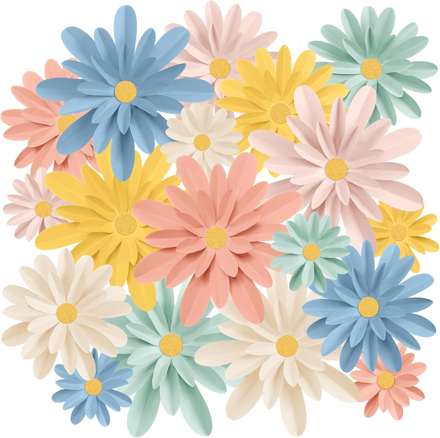 18 Pcs Paper Flowers Decorations for Wall DIY Flower Bulletin Board 3D Paper Flo
