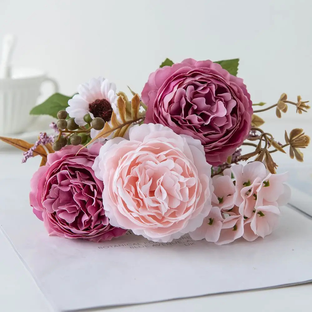 1/3PCS Silk Persian Peony Artificial Flowers For Wedding DIY Home Garden Decor