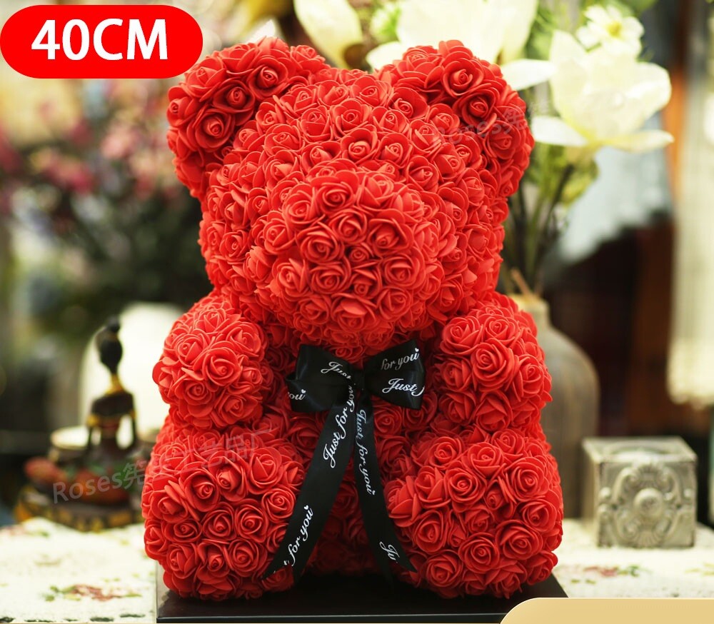 15″ Artificial Rose Teddy Bear Birthday Valentine’s Day Gift for Girlfriend Wife