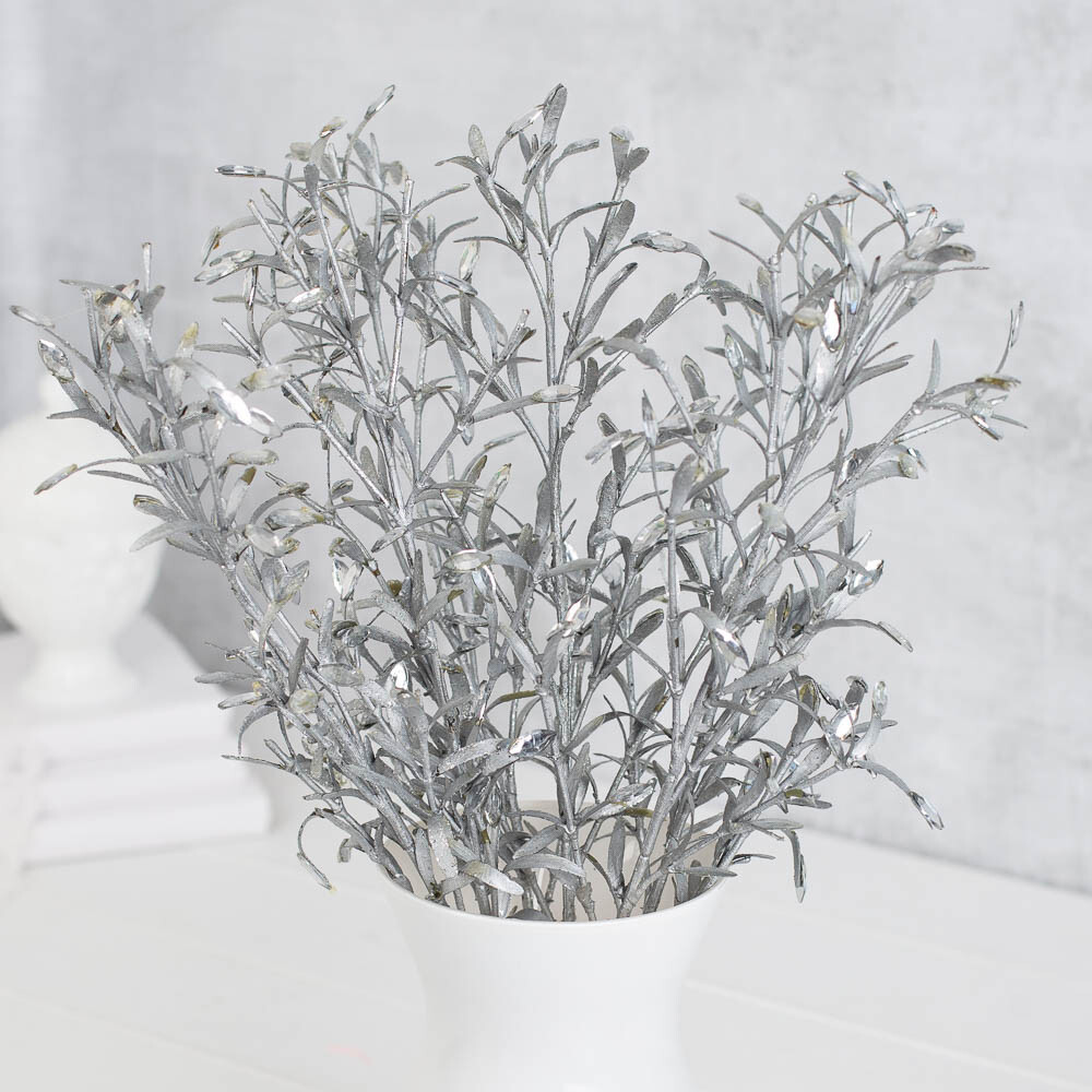 Package of 6 Artificial Rosemary and Clear Diamond 16″ Floral Sprays