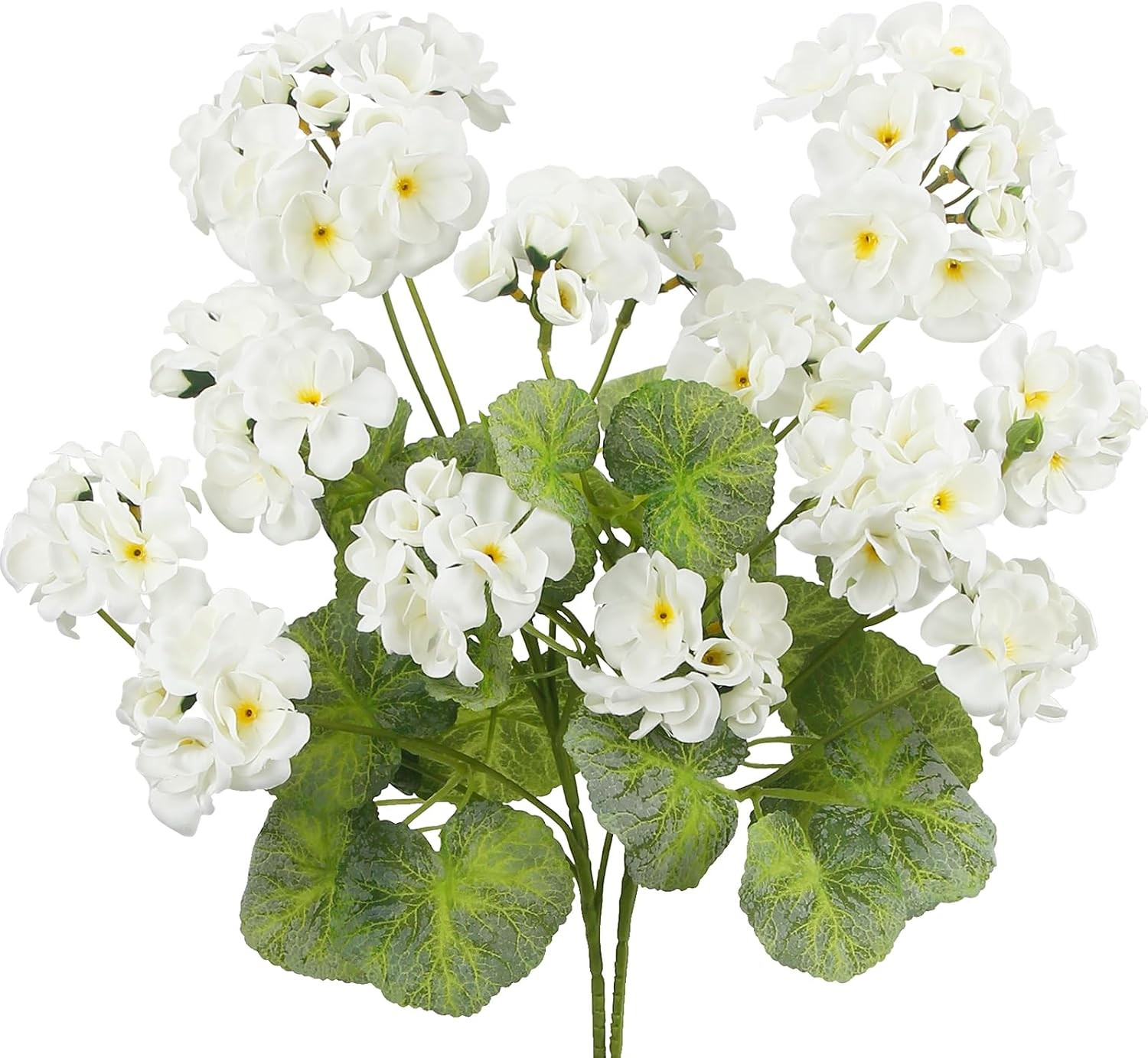 2 Pcs Artificial Geraniums for Outdoors 23” Faux Flowers White Silk Geraniums