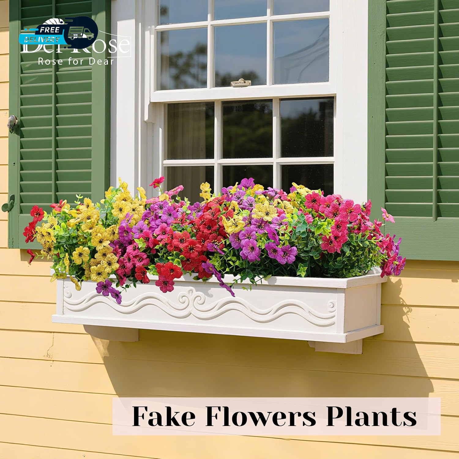12 Bundles Artificial Flowers for Outdoors Fake Flowers Plants Spring Summer.