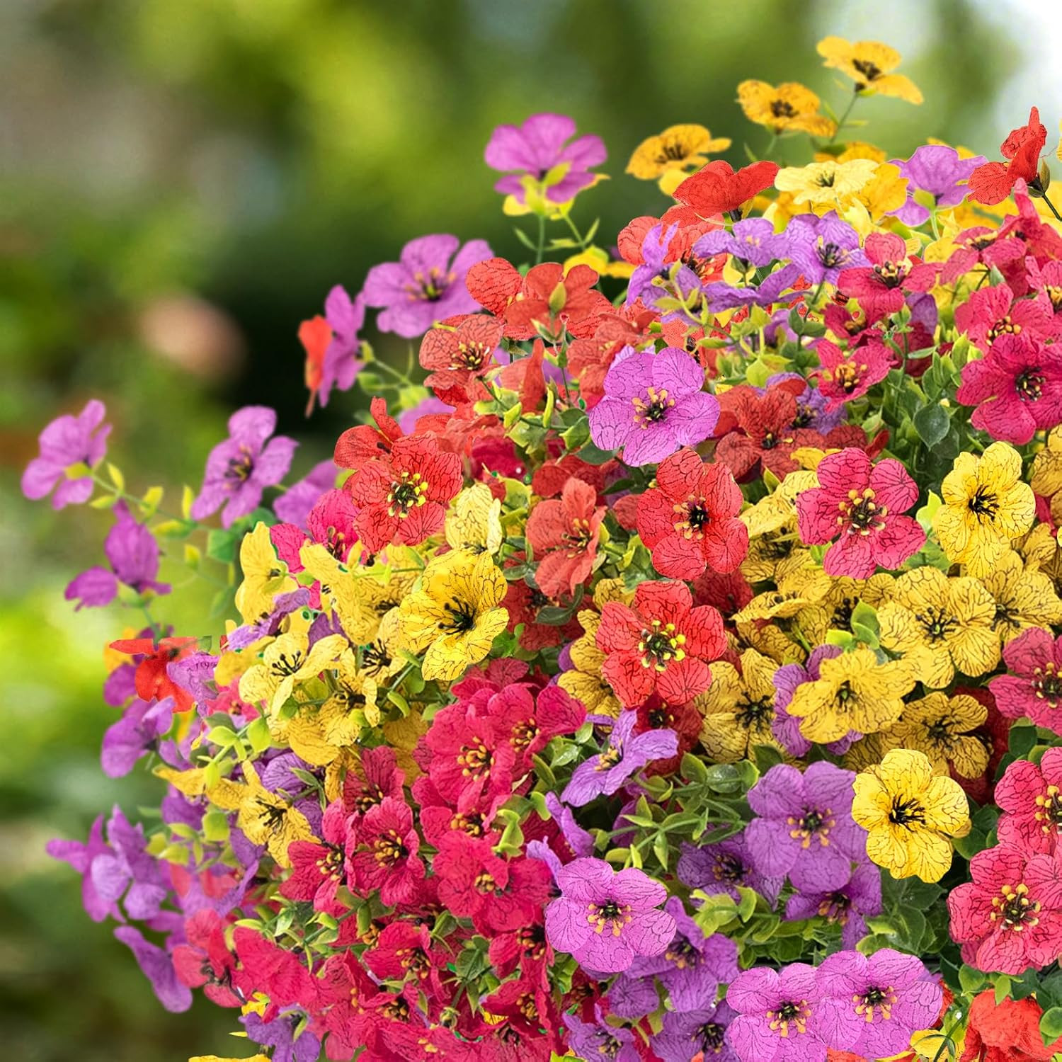 12 Bundles Artificial Flowers for Outdoors UV Resistant Fake Plants Porch Decor