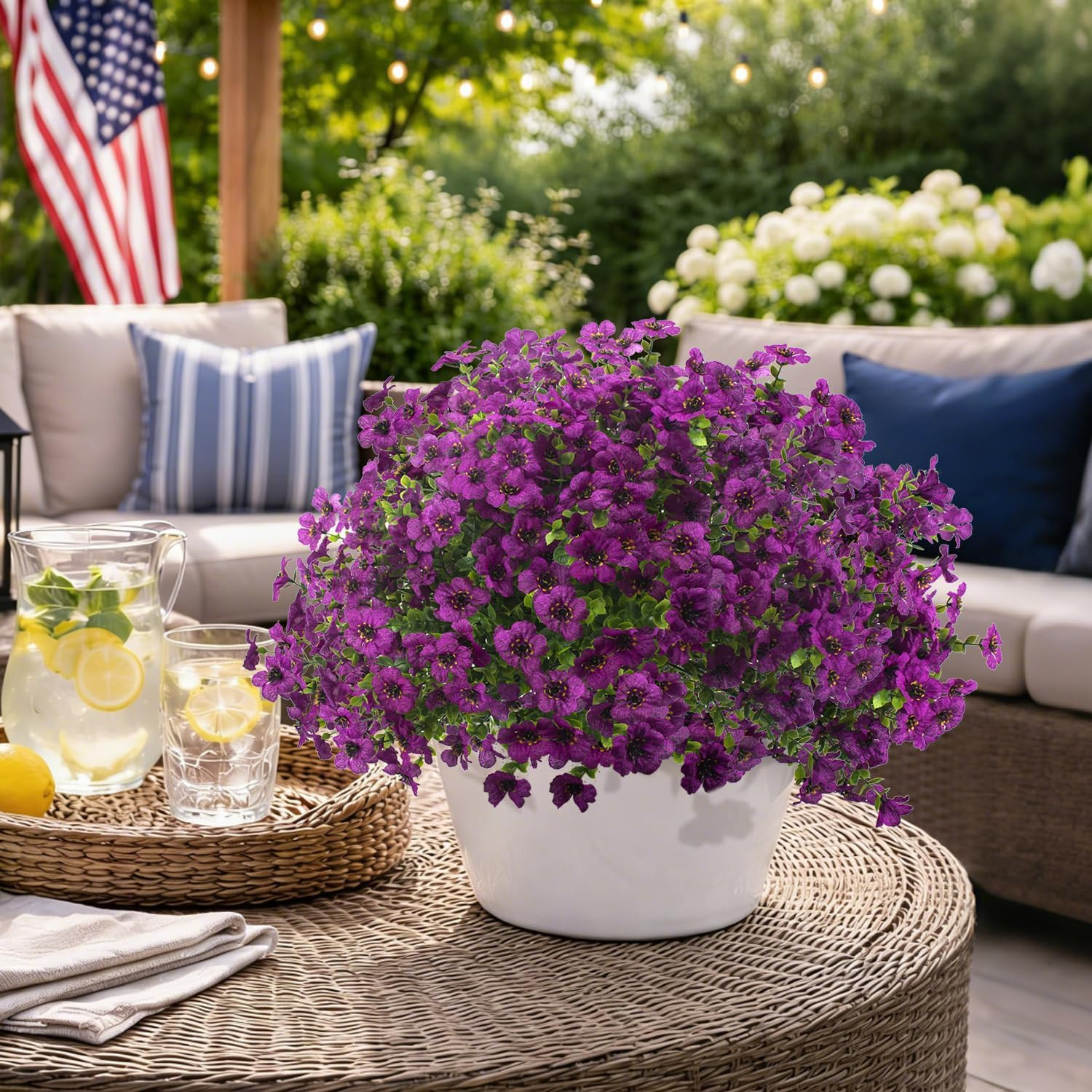 UV Resistant Purple Artificial Flowers – 20 Bundles for Outdoor Decor