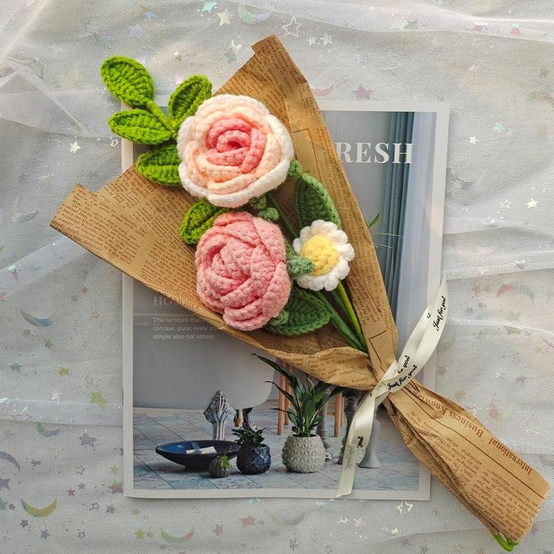 Knitting Flower Artificial Flower for Anniversary Housewarming Gifts for Mom