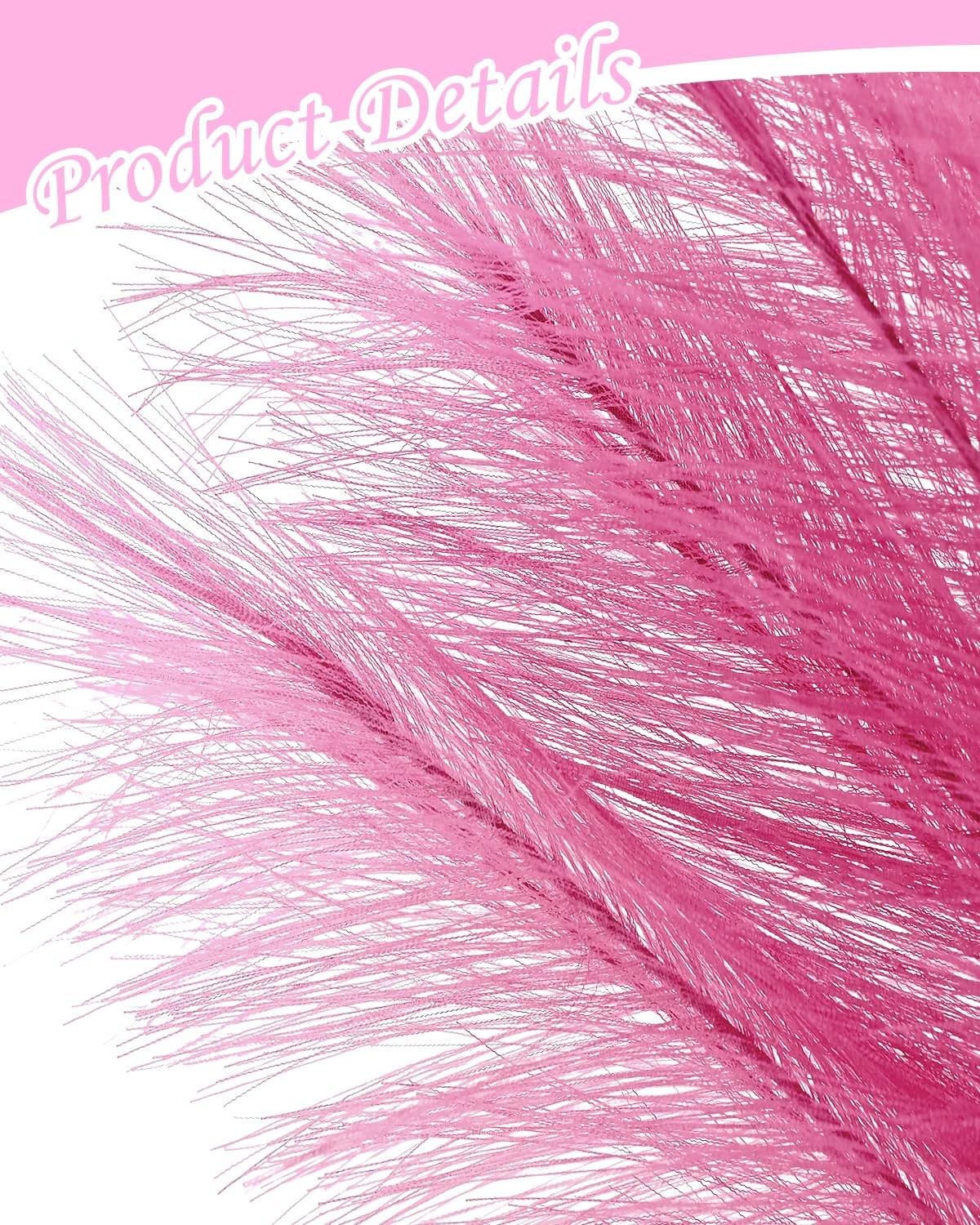 60pcs Faux Pampas Grass Decor, 17.7inch Hot Pink Short Artificial Pompous Gra…