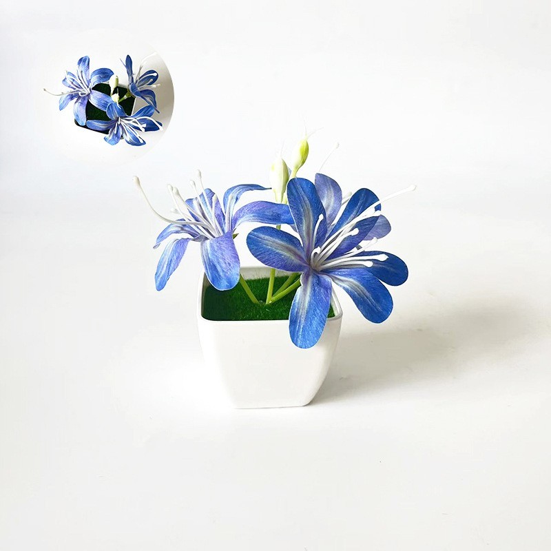 Artificial 3 Stem Jasmine in Small Pot for Modern Minimalist Home Office Decor