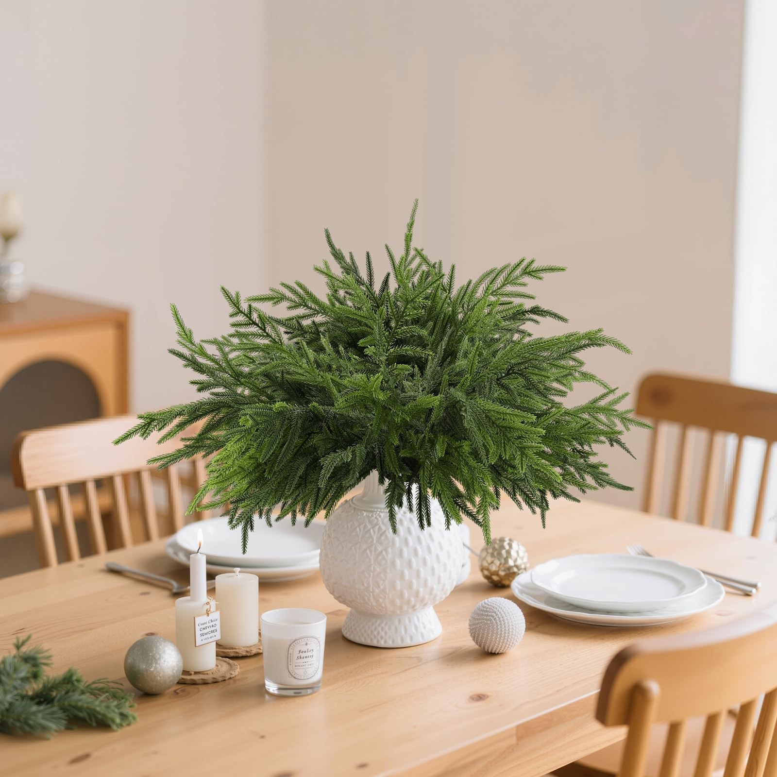 Wsorik 12Pcs 24 Inch Norfolk Pine Stems Artificial Greenery Branches