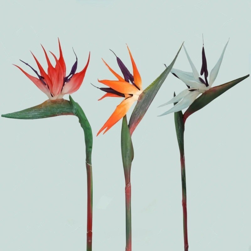 3pcs Artificial Bird Of Paradise Flowers Rubber Strelitzia 24.5” Long Stem Flow