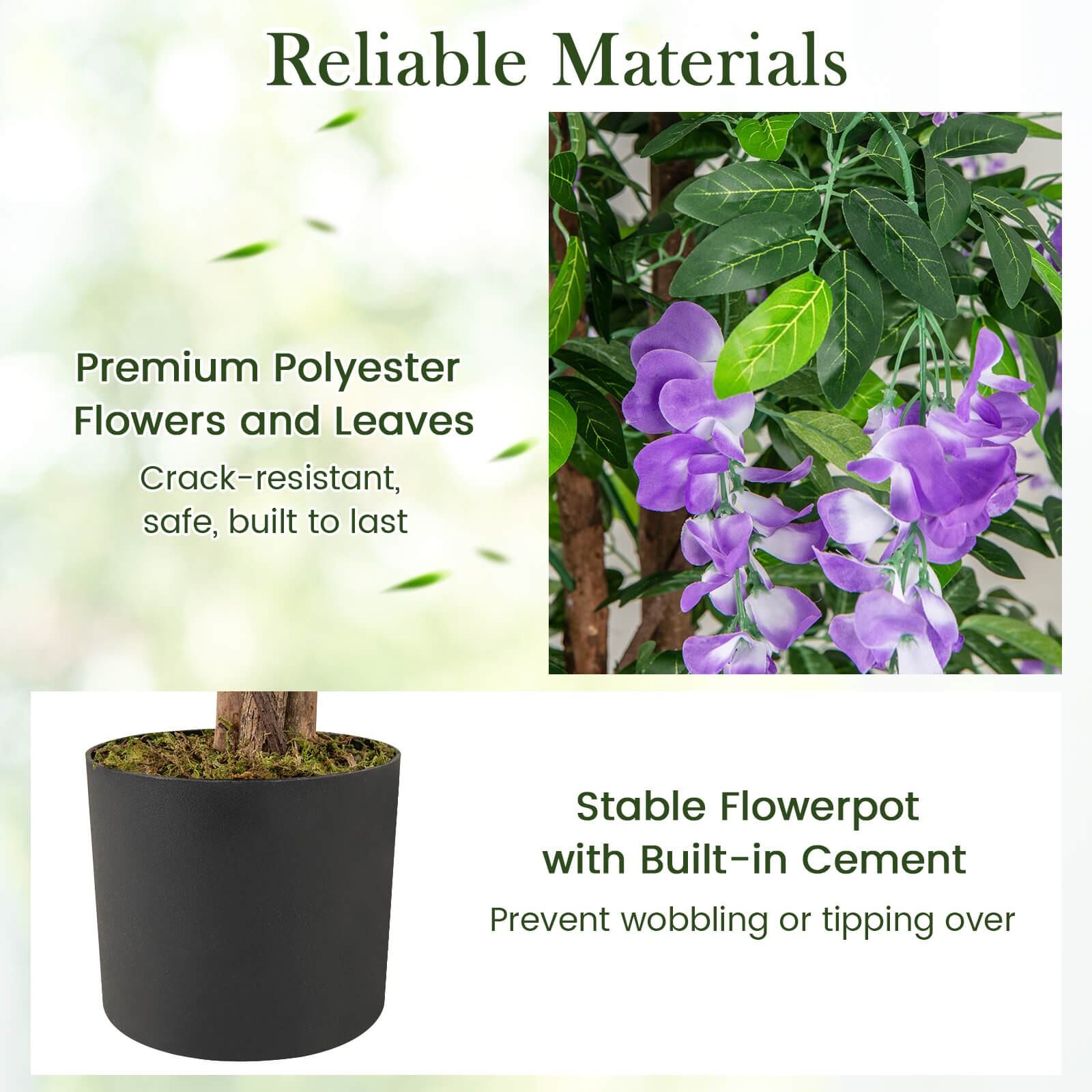2 PCS 5.5 FT Tall Artificial Ficus Tree Faux Wisteria Plant in Nursery Pot