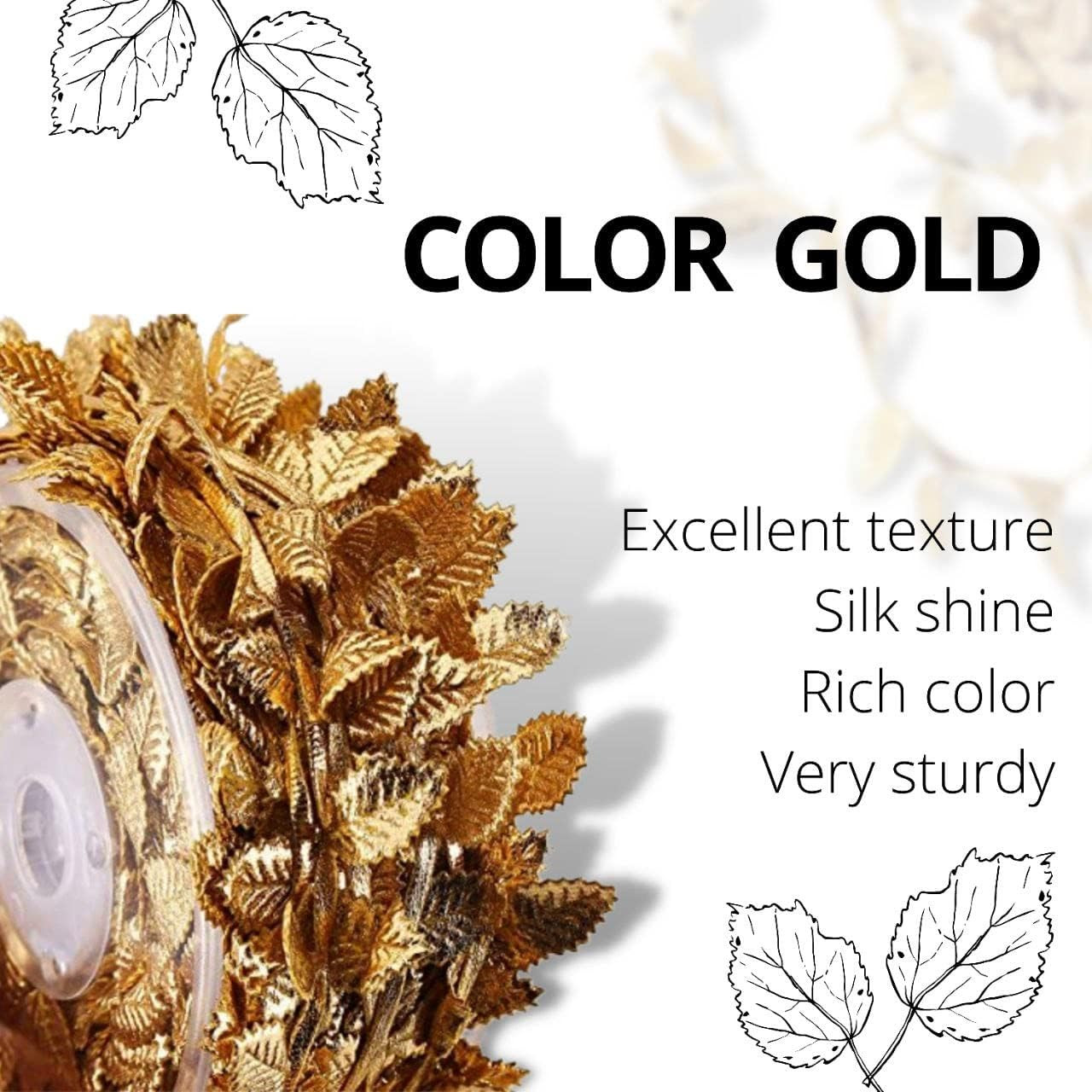 10 Yards Artificial Gold Leaf Ribbon Gold Leaf Garland for DIY Craft Garland Par