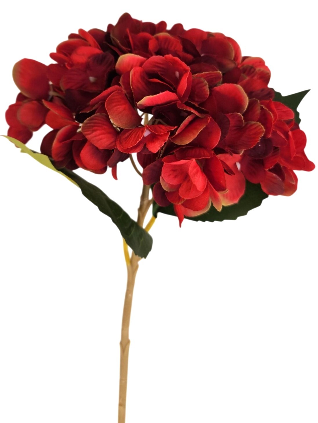 Red Artificial Hydrangea Stem Silk Flower Deep Red Faux Floral Wedding Decor
