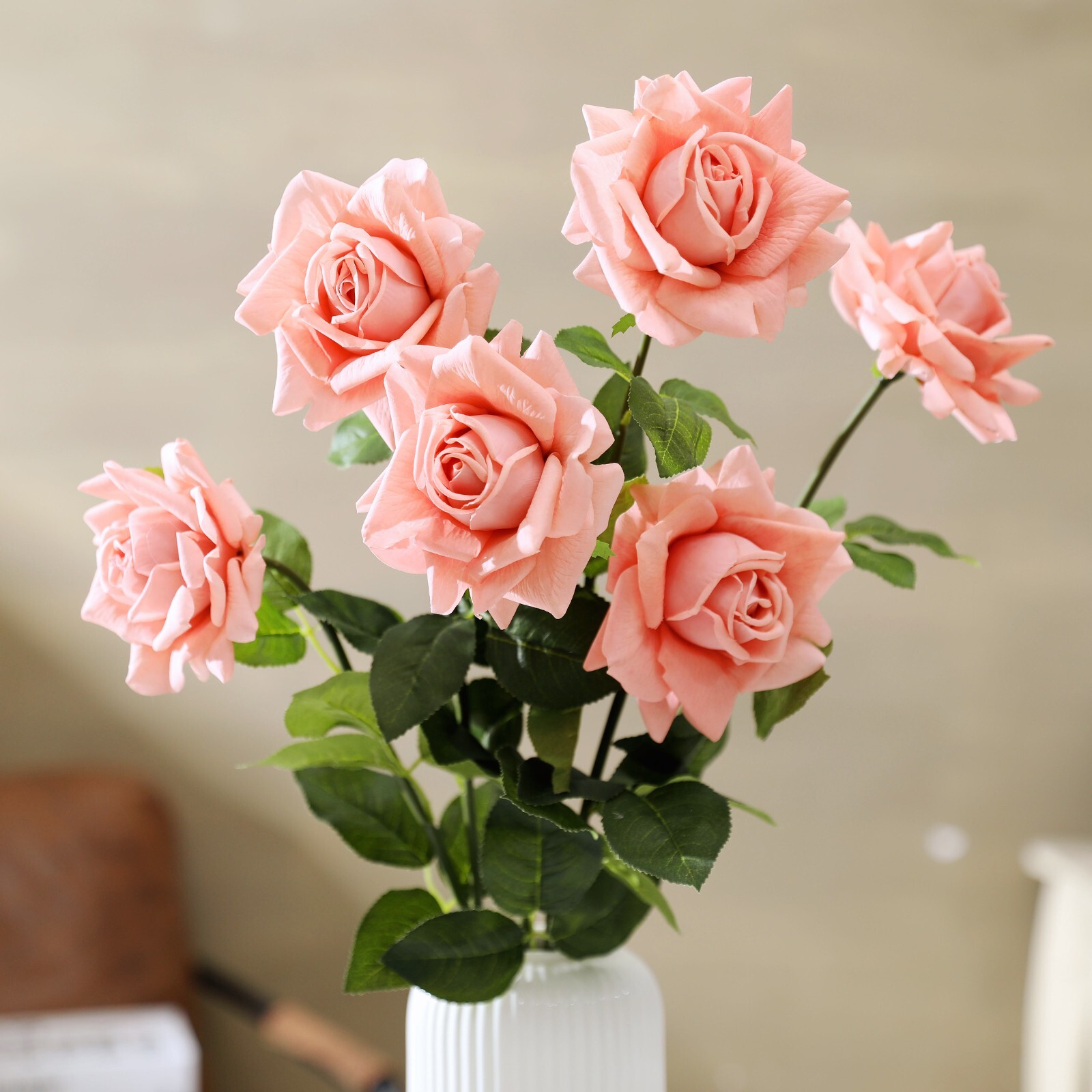 6-Pcs Artificial Rose High Simulation Bionic Technology Flowers Gift