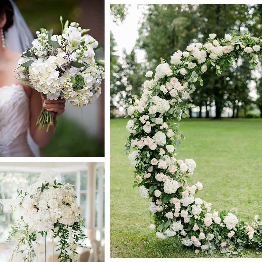 100 Pcs Faux White Hydrangea Artificial Flowers Bulk, Fake Silk Hydrangea Flo…