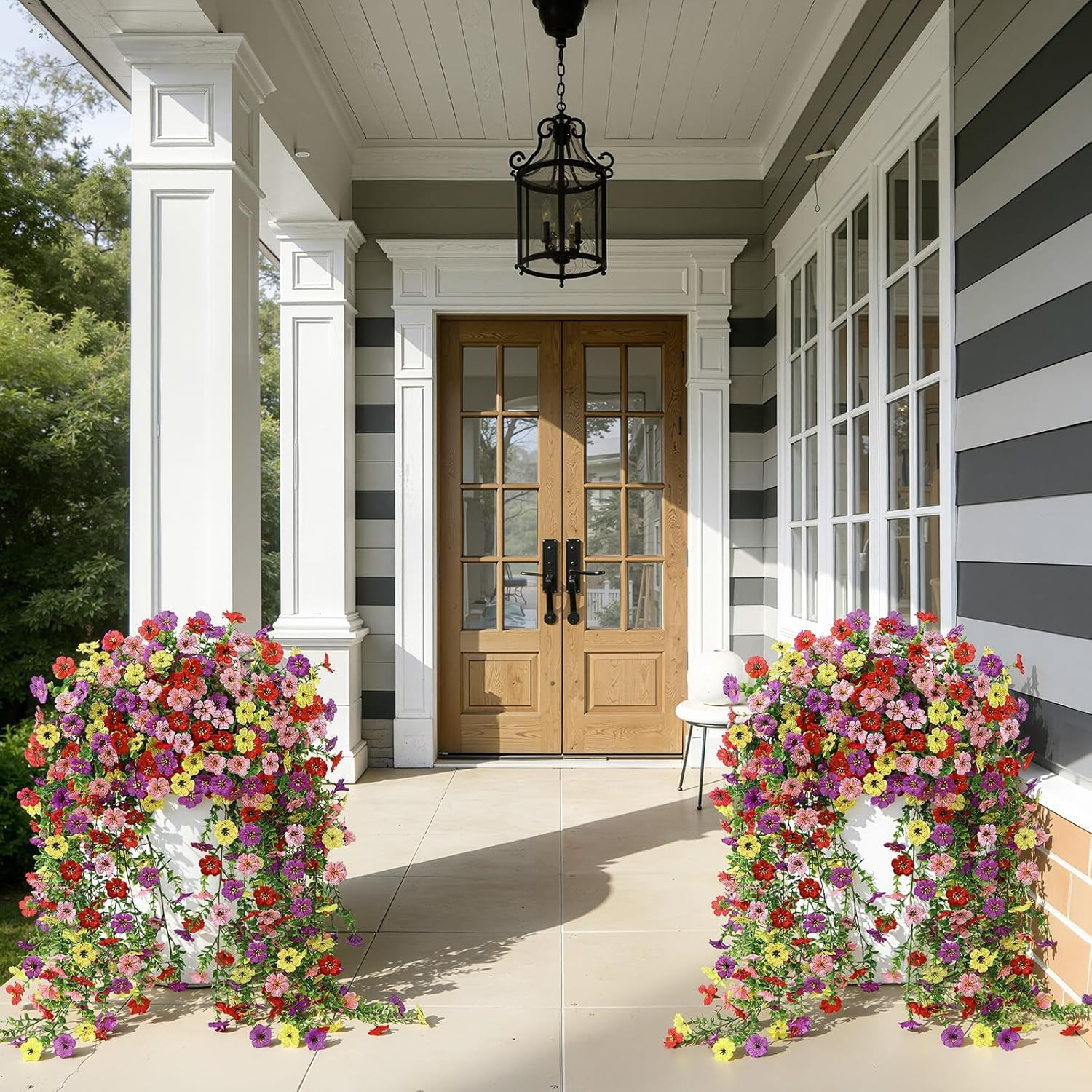 4PCS Artificial Fake Hanging Flowers for Outdoor Spring Decoration, UV Resistant