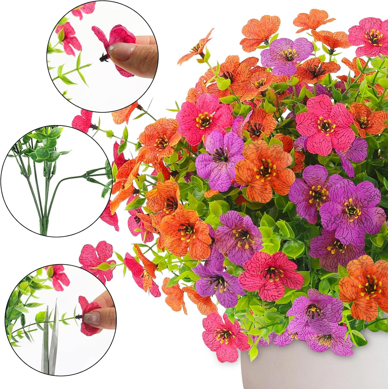 Artificial Spring Flowers for Outdoors Faux Plantst Realistic Fake Flowers