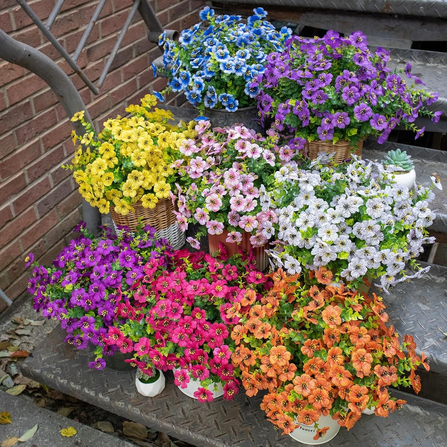 12Pcs Artificial Flowers Fake Eucalyptus Plant Outdoor Home Garden Summer Decor