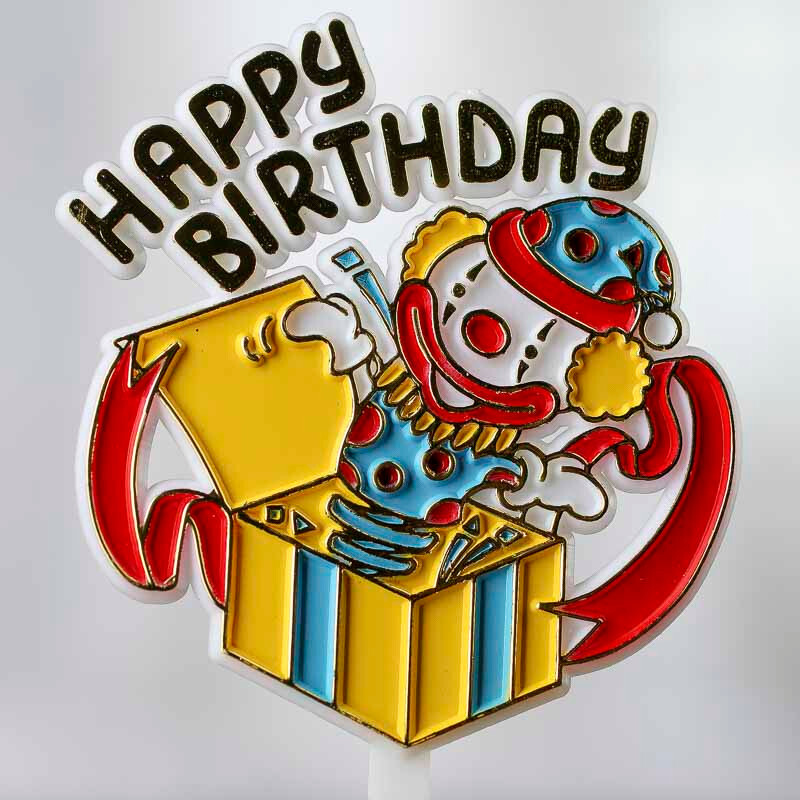 Bulk Lot of 48 Floral Acrylic ‘Happy Birthday’ Jack in the Box Picks