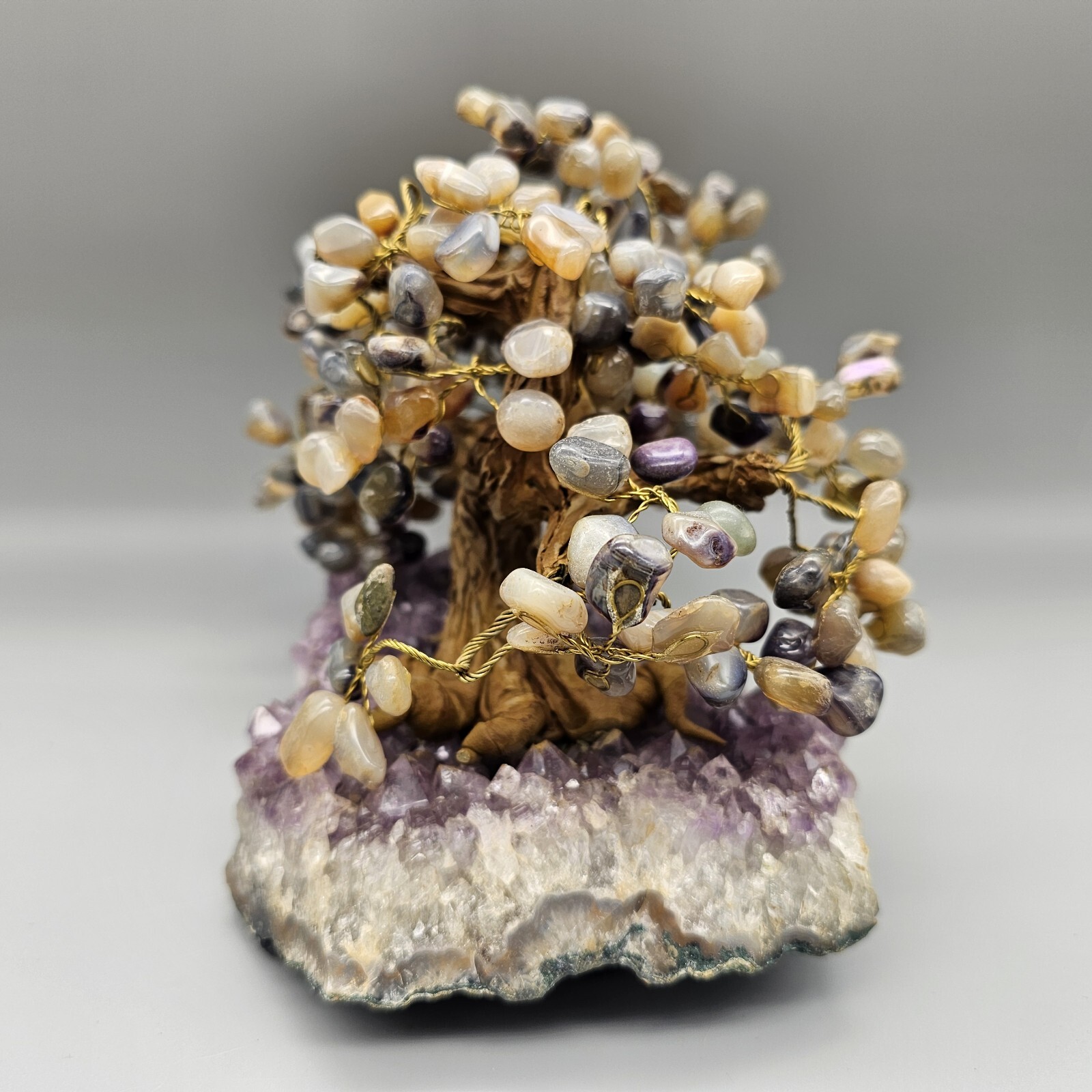 Natural Amethyst Healing Crystal Money Tree on Amethyst Cluster Geode