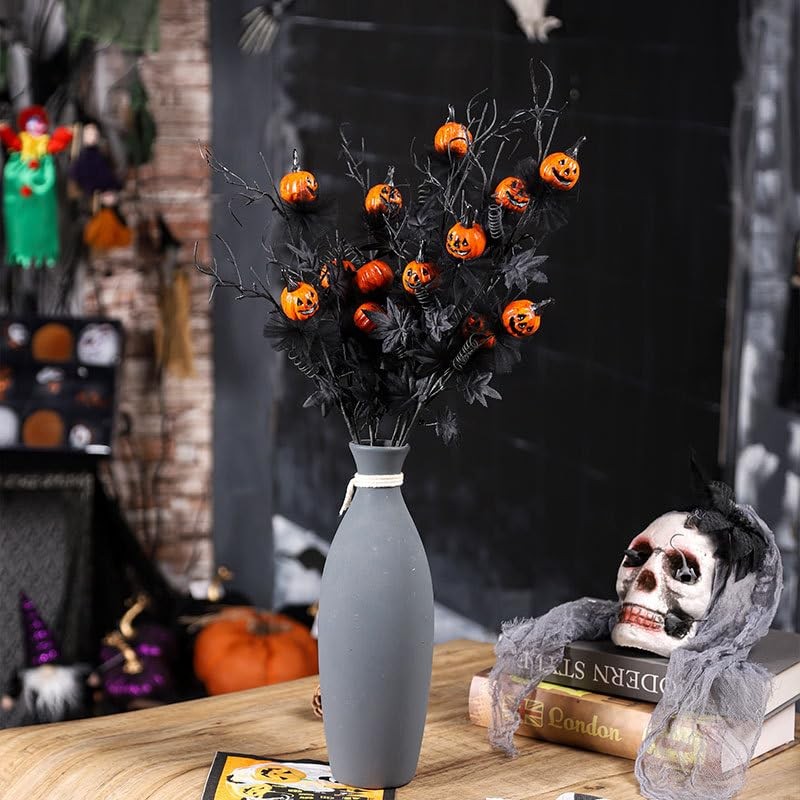 3 Pack Halloween Branches Picks Stems Glitter Fake Twig with Pumpkin Berries …