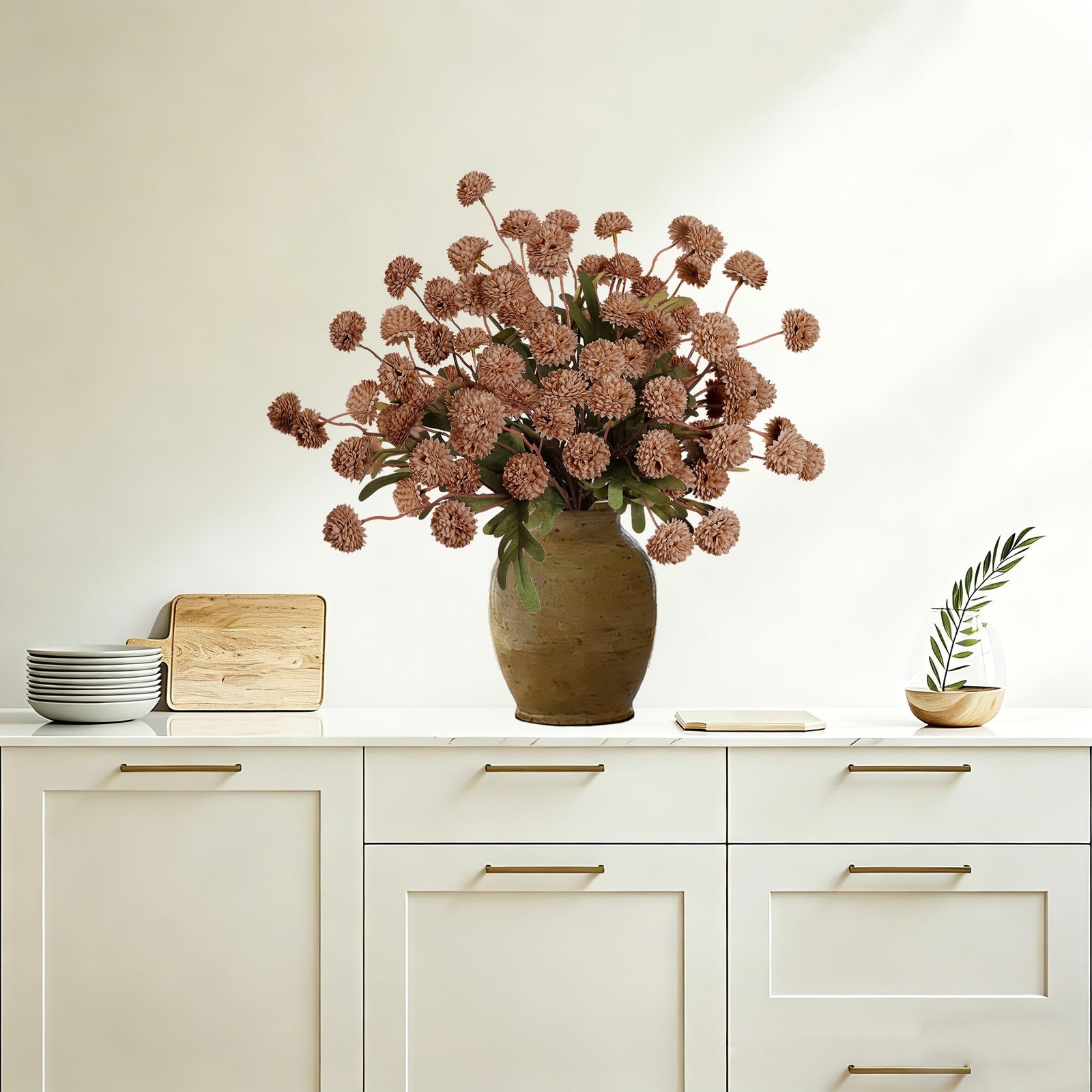 12Pcs Fake Kiku Flowers, Artificial Small Chrysanthemum Balls with Stems, Fau…