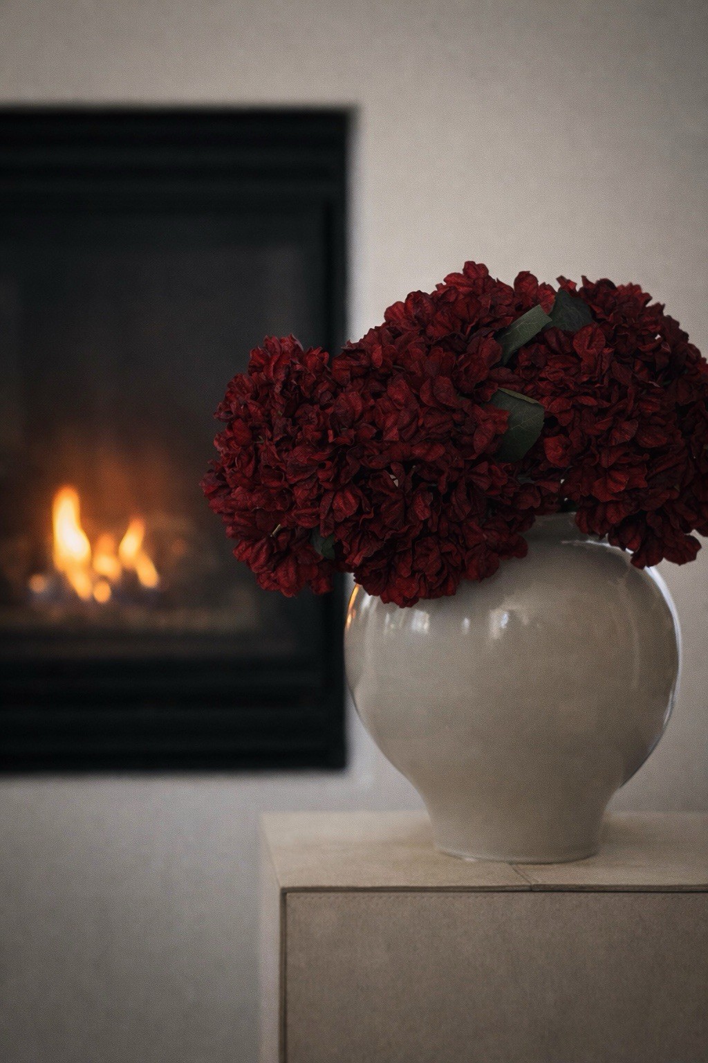 Deep Burgundy Silk Hydrangea Arrangement – 10 Stems