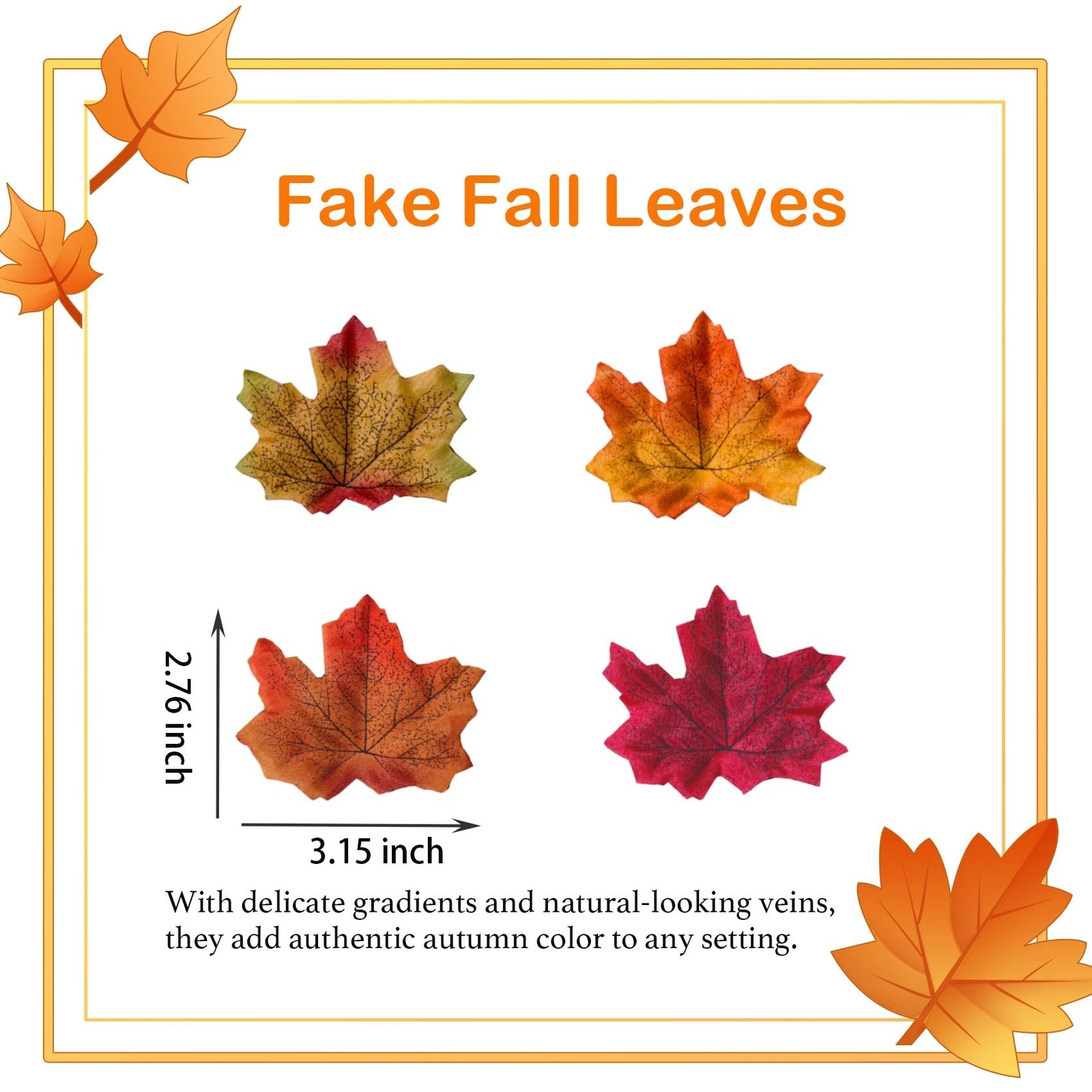 200psc Fake Fall Maple Leaves – Artificial Autumn Leaf Decorations for Home P…