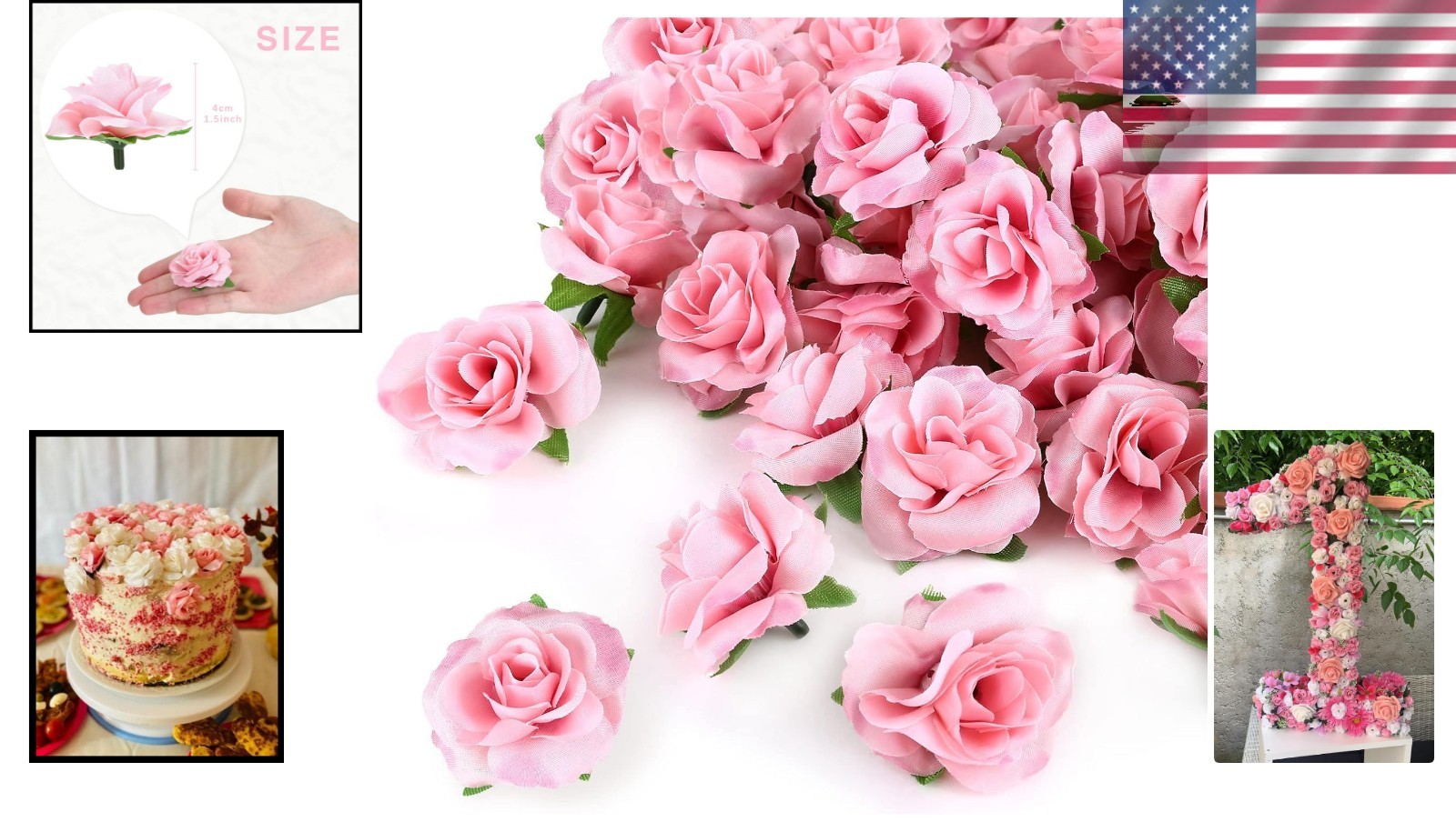 50pcs Stemless Light Pink Silk Roses – Perfect for Wedding Decor & Crafts