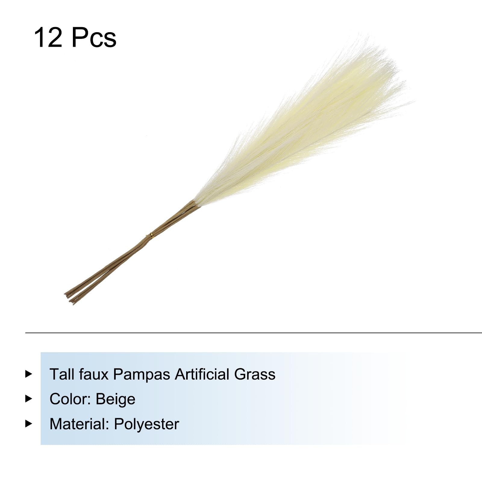 12 PCS 21 Beige Faux Pampas Grass, Fluffy Fake Tall Stems for Vase Decor
