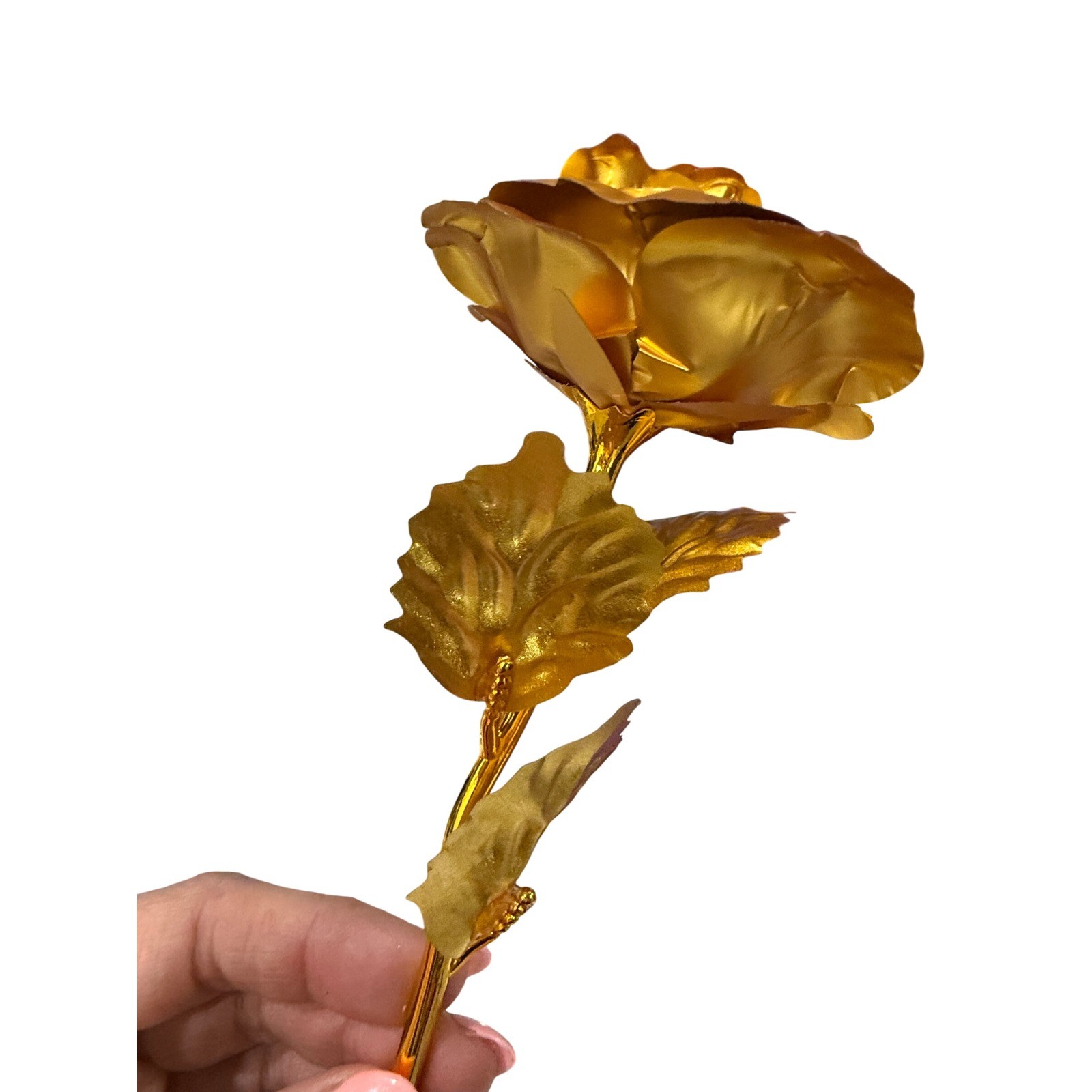 LoveInUSA 24K Artificial Gold Rose Metallic Flower with Purple Gift Box Decor