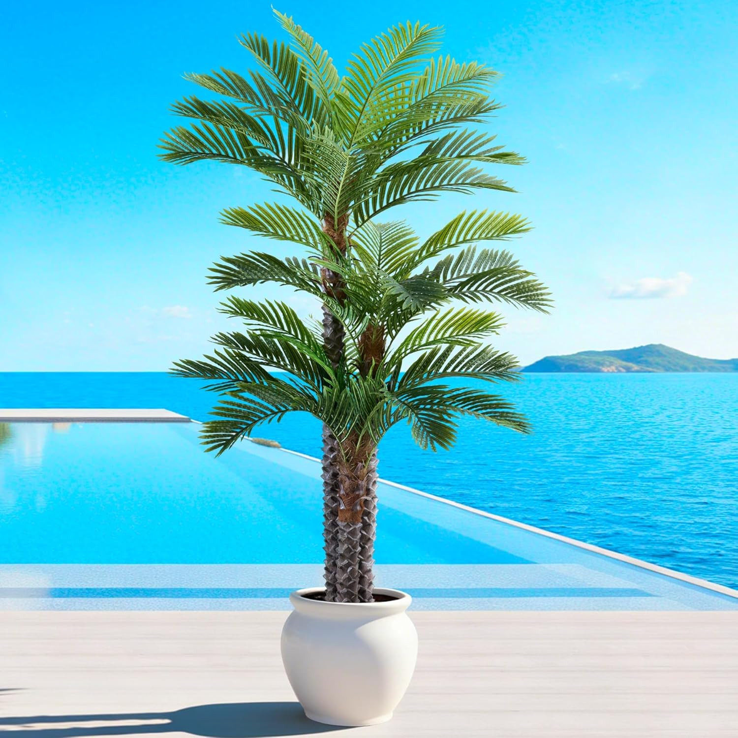 6FT Tall Artificial Palm Trees, Potted Plant (2 Pack) Tropical Areca Palm, UV Re