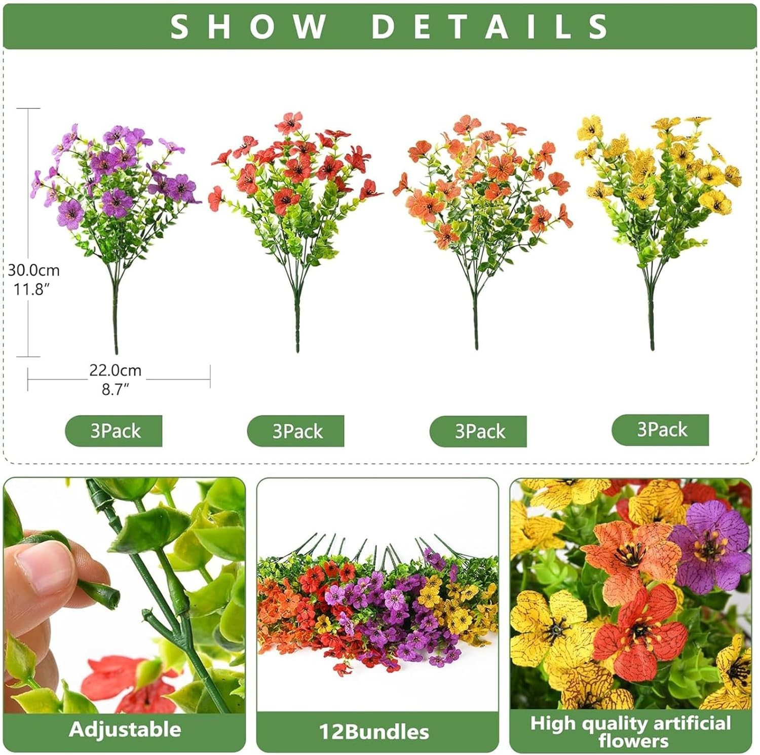 Stunning Colorful Faux Daisy Bundles – 12 Pack, Perfect for Home and Event Decor