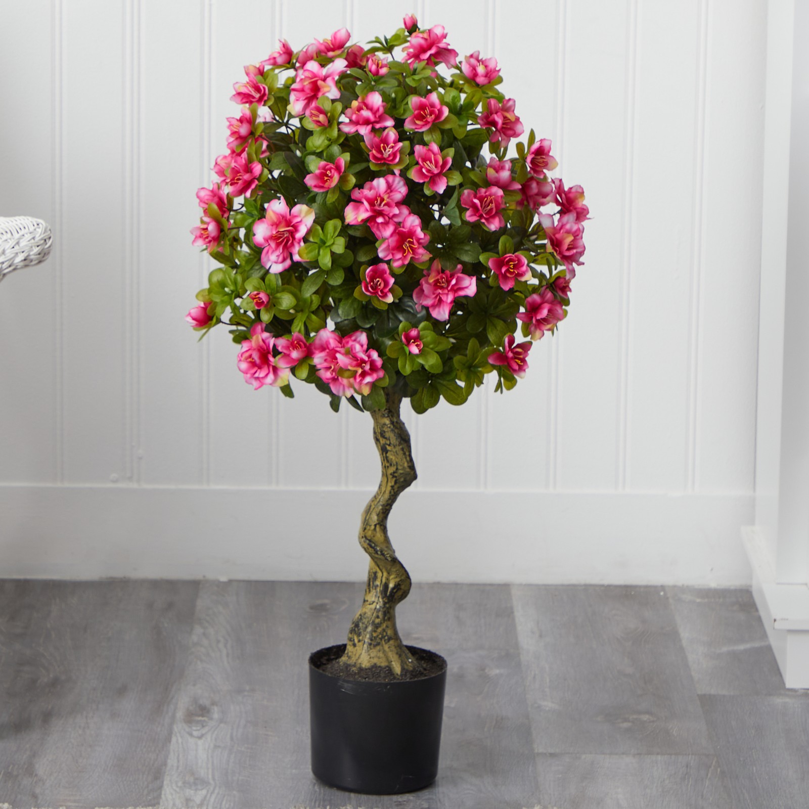 Nearly Natural 3ft Azalea Artificial Topiary Tree in Pink