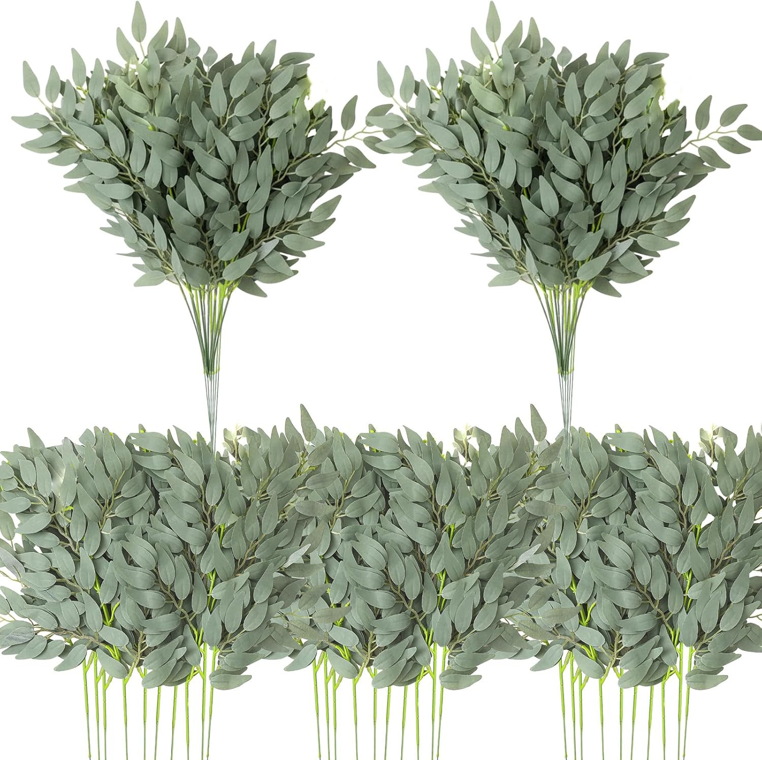 80 Pcs Italian Ruscus Greenery Stems Bulk 21.6” Artificial Faux Silk Greenery L