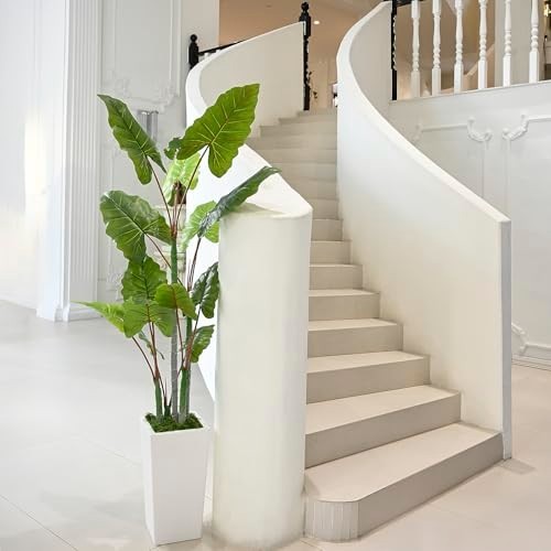 5.5FT Artificial Plant – Faux Silk Tree with White Planter – Indoor Floor Decor