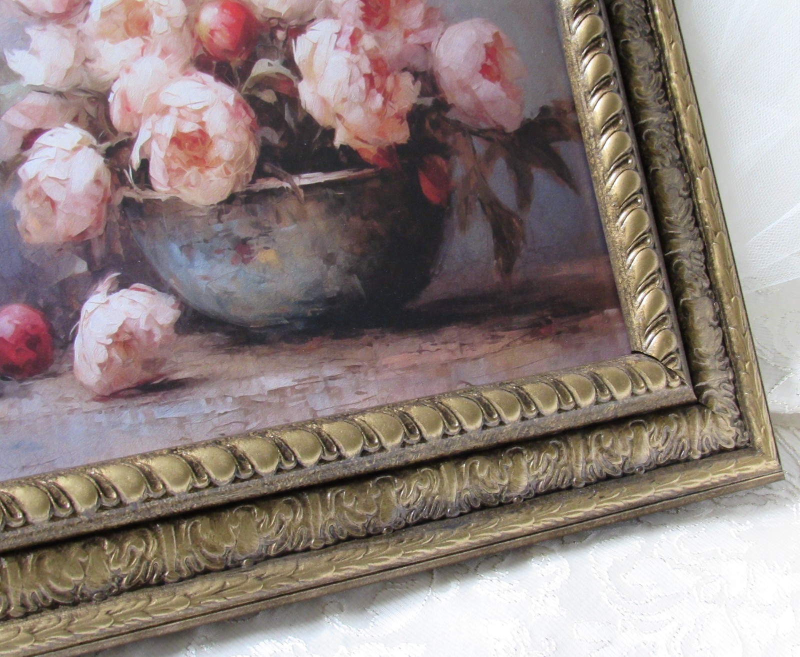 Pink Peony Home Decor,Antique Gold 8×10,Baroque,Victorian,Grand Millennial,Rose
