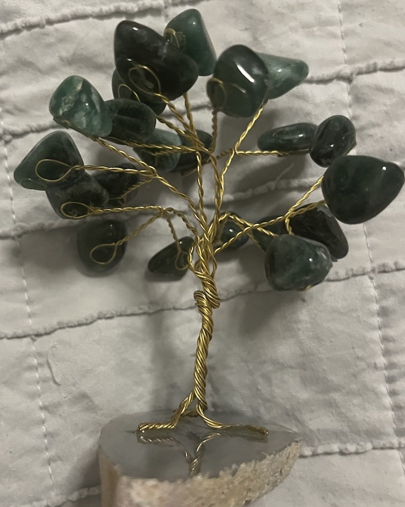 vintage glass jade hardstone bonsai tree
