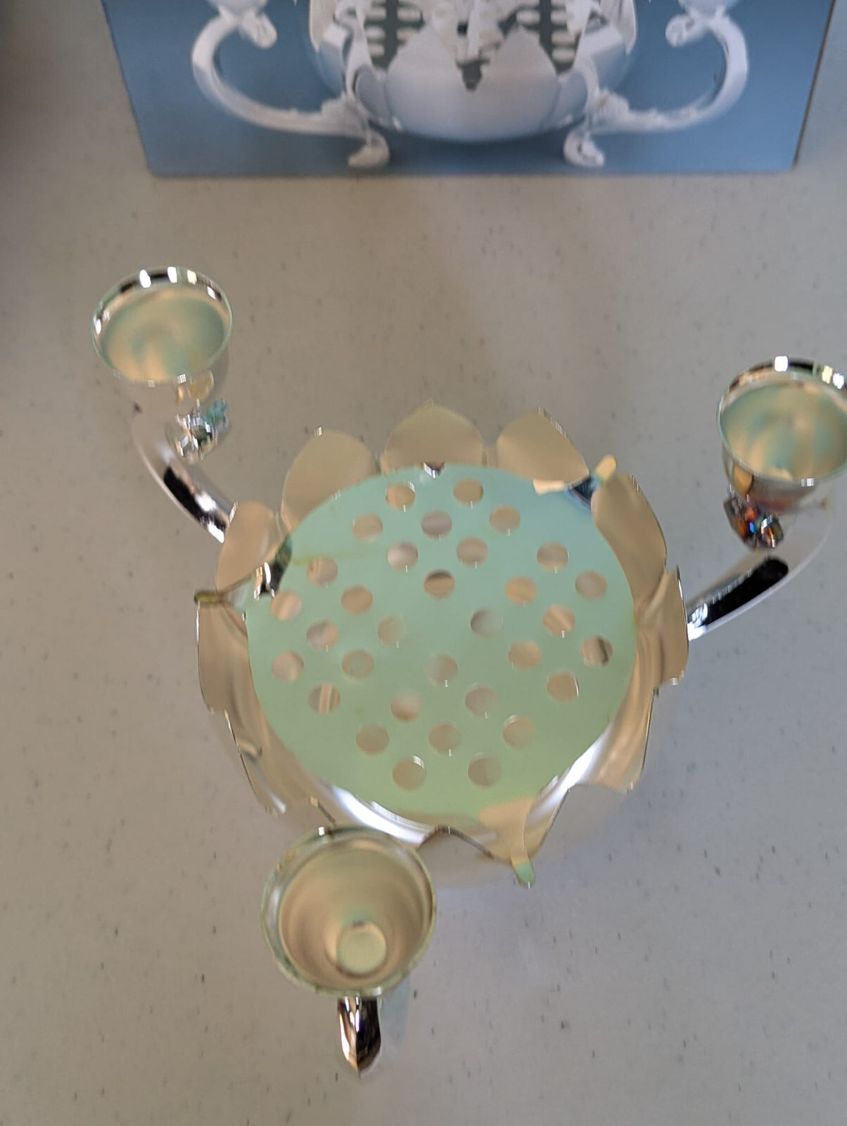 Silver Plated Candle Holder Centerpiece Gift Gallery Floral Vintage