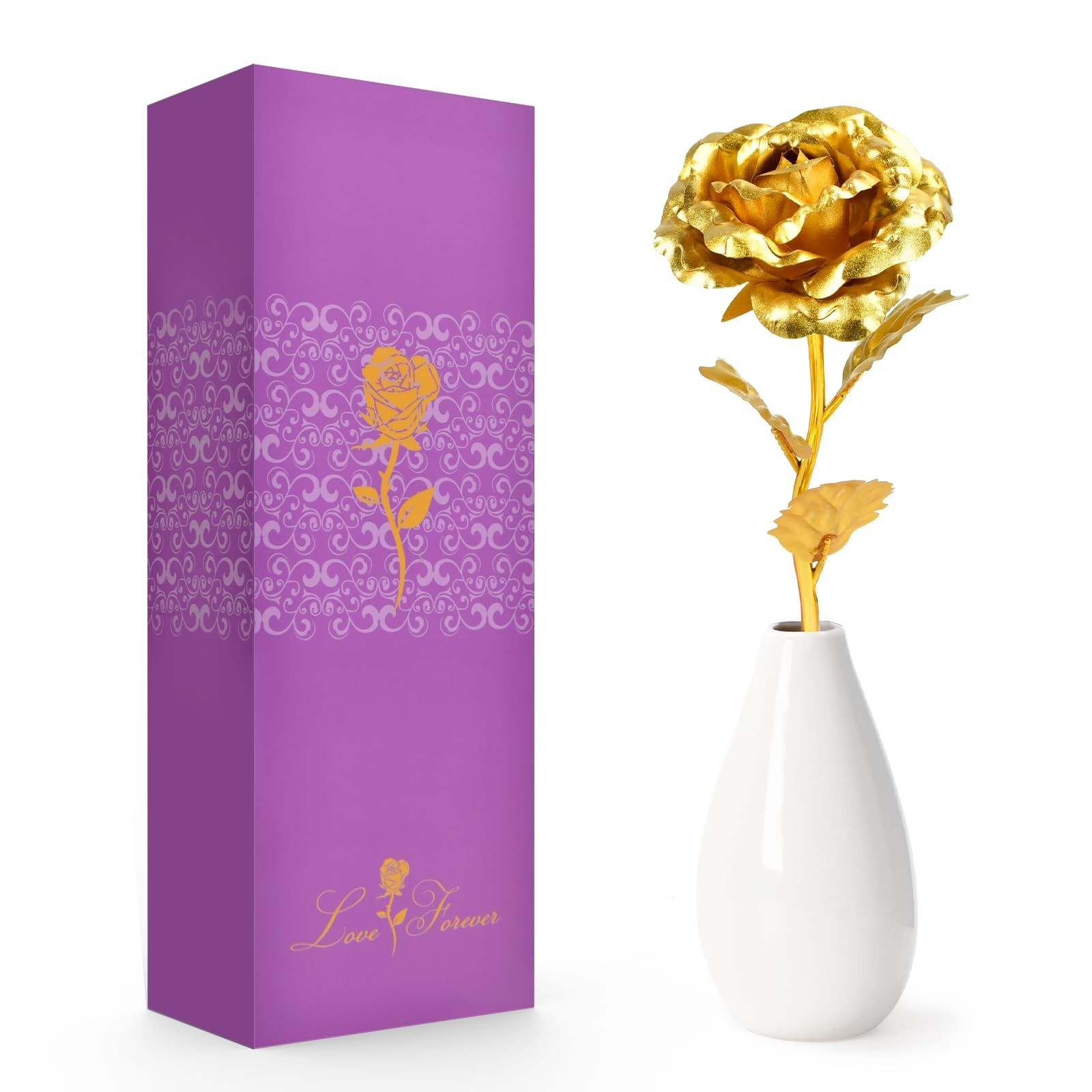 Gifts Mom Grandma Wife First Mothers Day Rose Flower With Vase Presents
