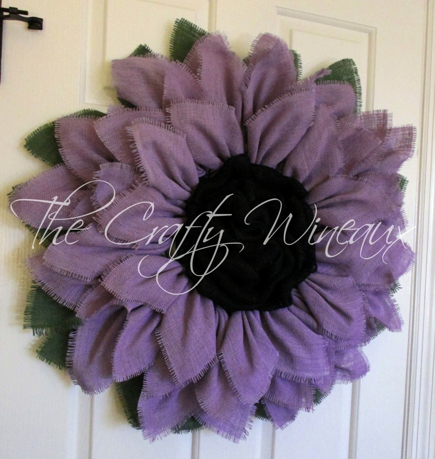 The Crafty Wineaux – Extra Large 30″ Rich Light Violet Burlap Sunflower Wreath