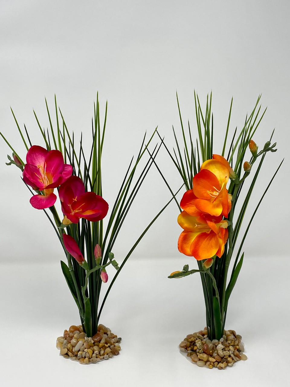 Dry Habitat Only 13″ ORANGE FREESIA flower & Spike Weed combo Silk & plastic pla