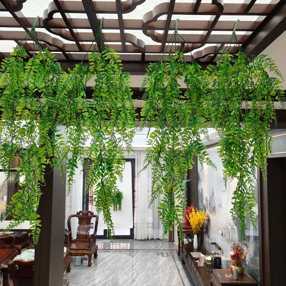 4Pcs Artificial Boston Fern Plant Fake Hanging Trailing Foliage Vine Home Decor