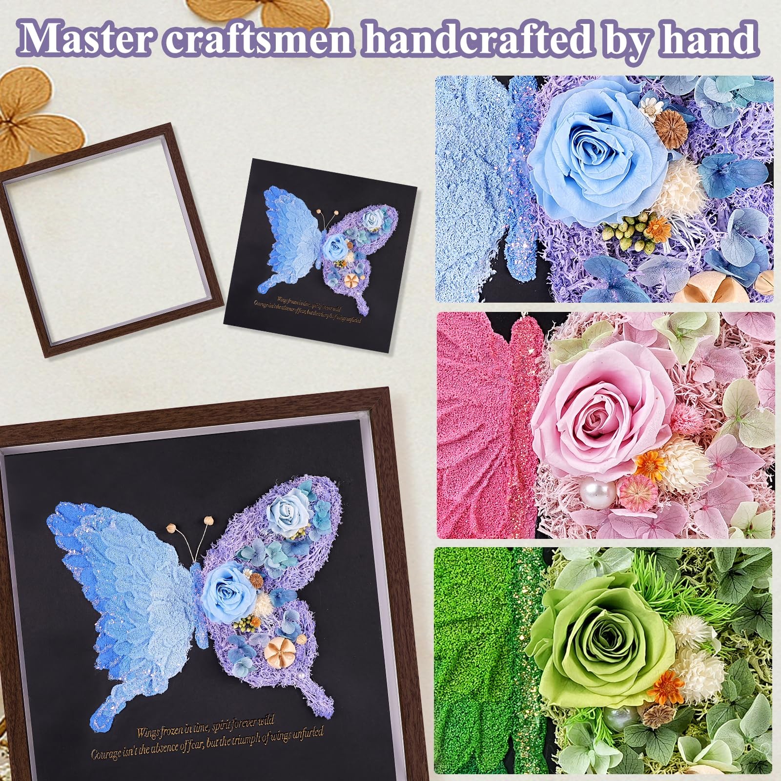 10x10In Butterfly Shadow Box Frame for Preserved Flowers – Handmade Forever F…
