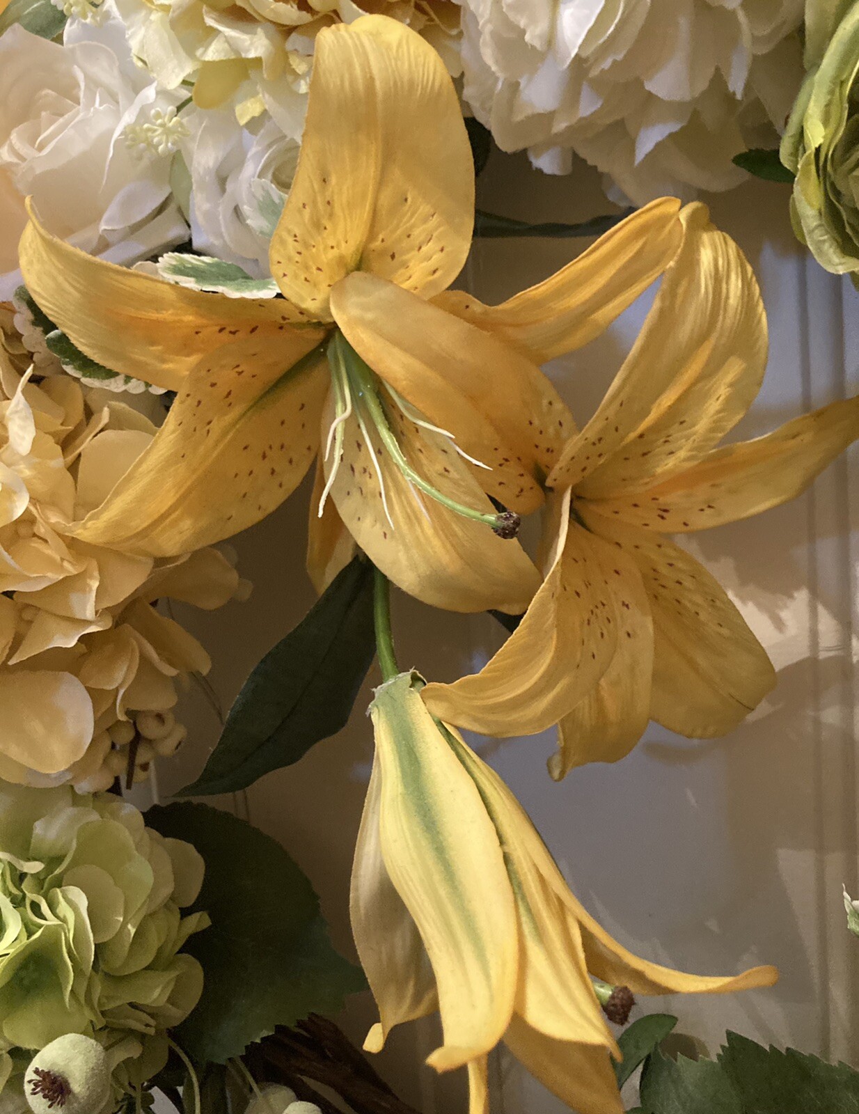Luscious Yellow Spring And Summer Hydrangea, Rose, And Peony Wreath