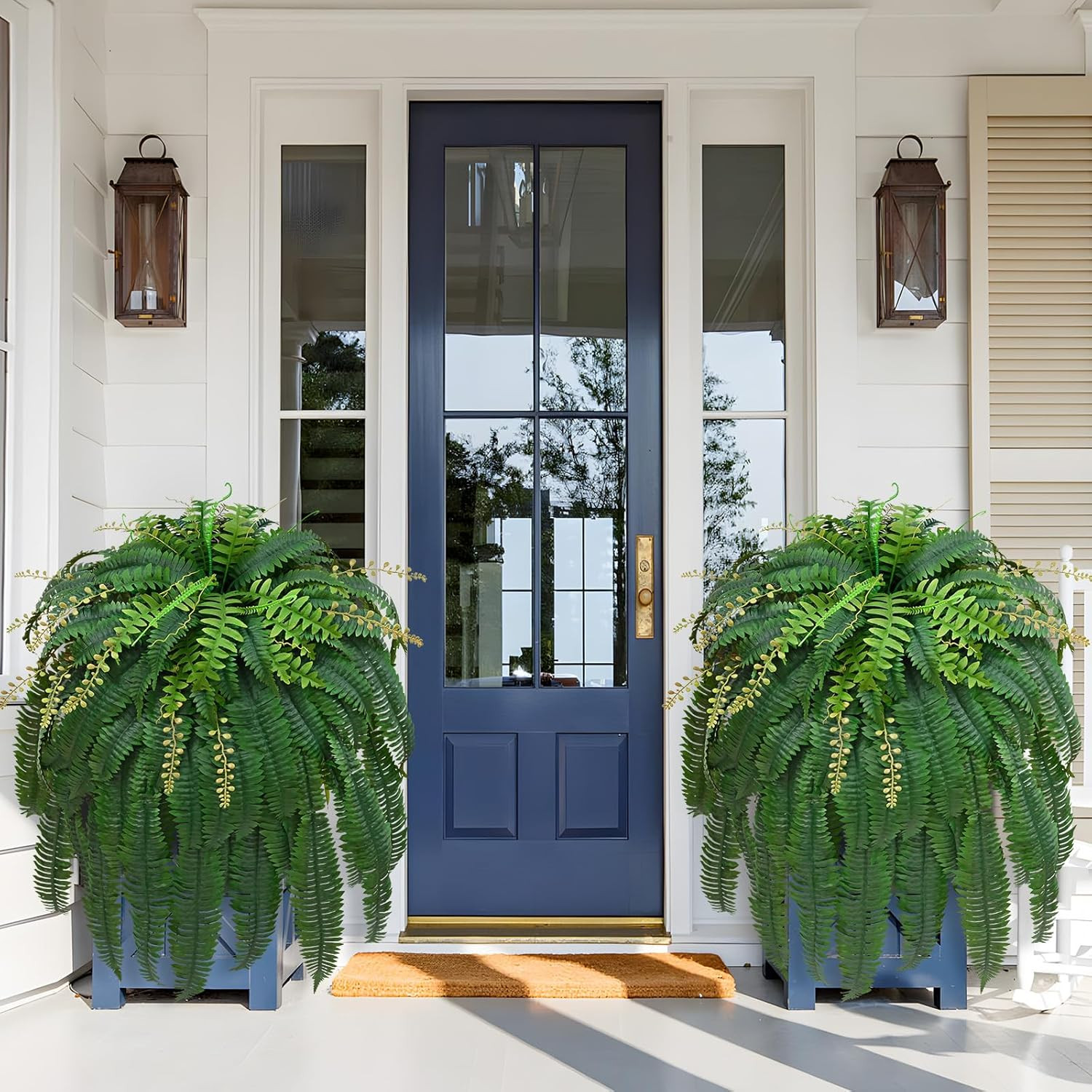 2Pcs 67″ Fake Ferns Large Artificial Ferns Plants for Outdoor | Large & Full, Fa