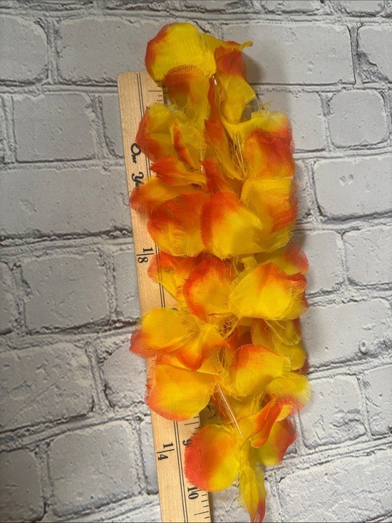 Matching Set of Hawaiian Artificial Flowers Lei and Crown Yellow Orange
