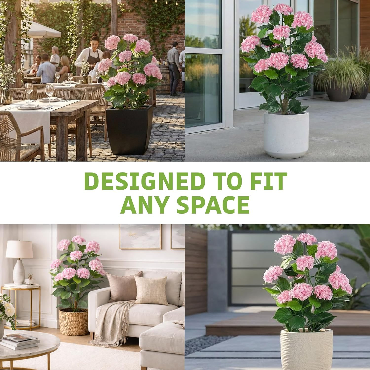 Elegant 37” White Hydrangea Artificial Plant in Black Pot for Home Decor (2)
