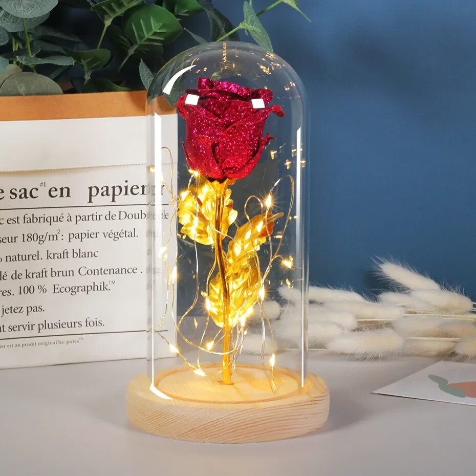 Beauty and The Beast Rose LED Enchanted Galaxy Rose Eternal Flower Lighted Décor