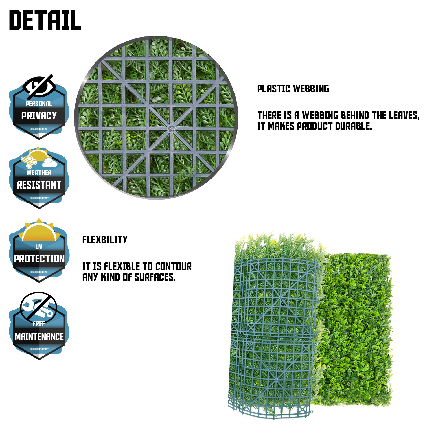 20×20″ Artificial Faux Greenery Mimosa Leaf Fence Screen Wall Decor Panel